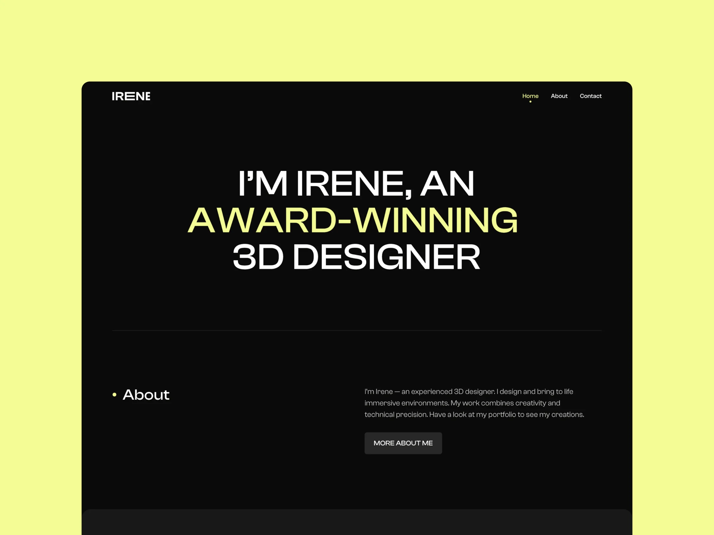 Irene - Portfolio Template for Framer - OG image