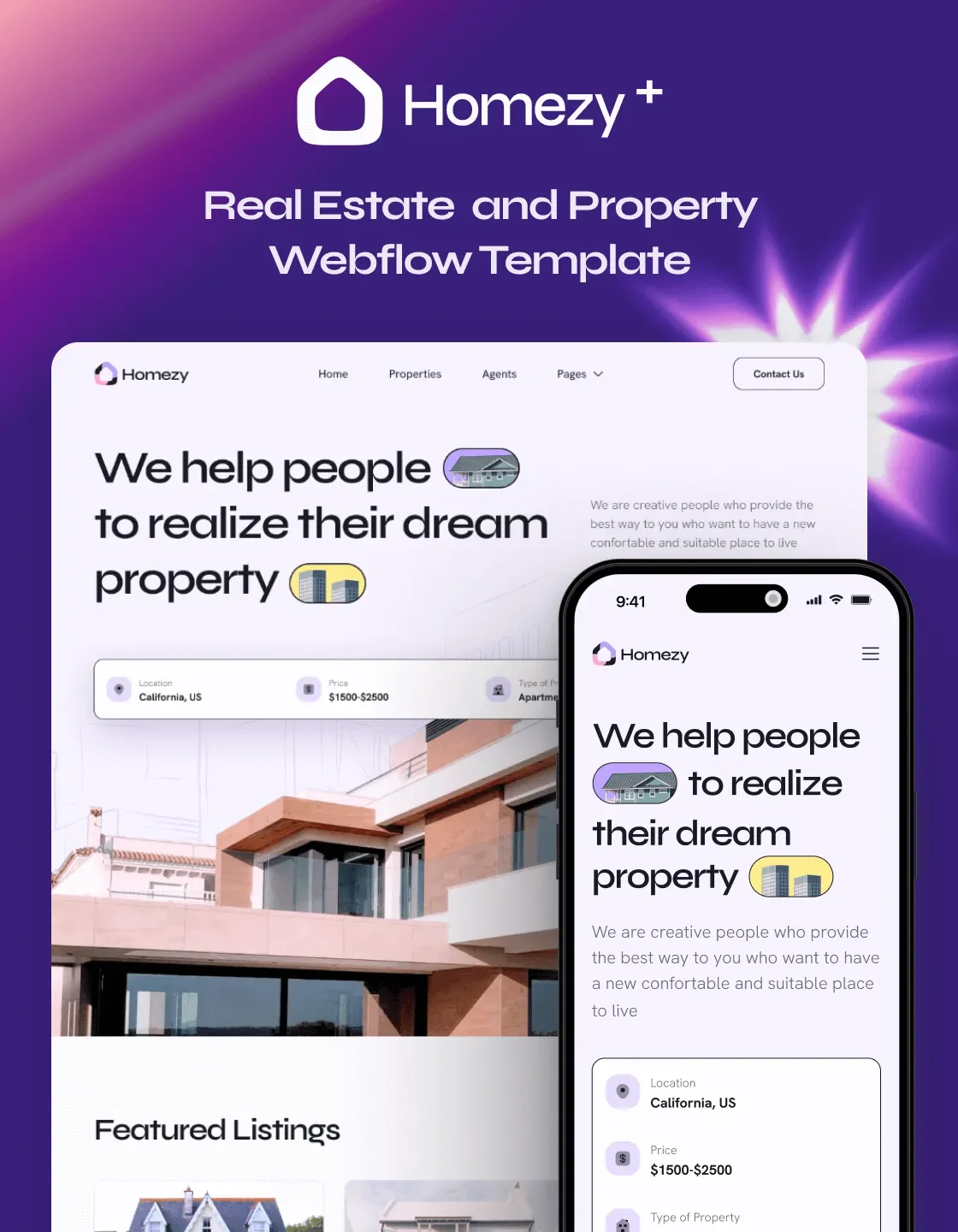 Homezy Plus - Webflow HTML Website Template - OG image
