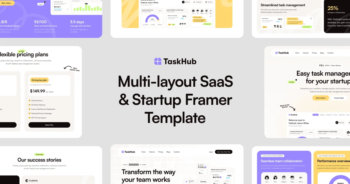 TaskHub - Framer SaaS Template - OG image