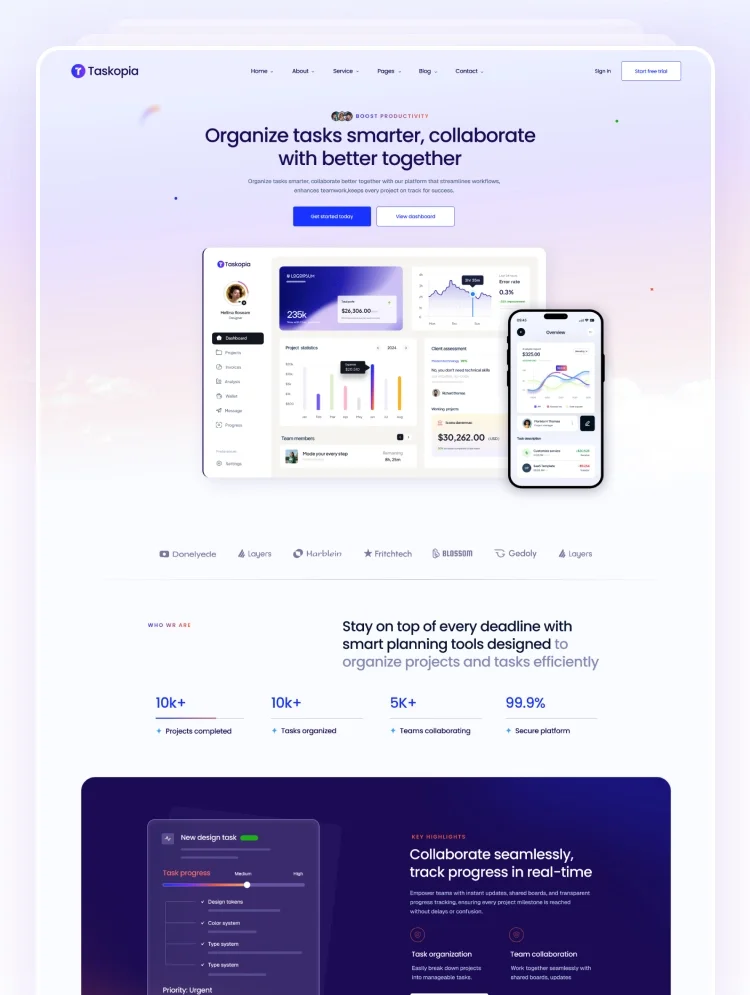 Taskopia - Webflow HTML website template - OG image