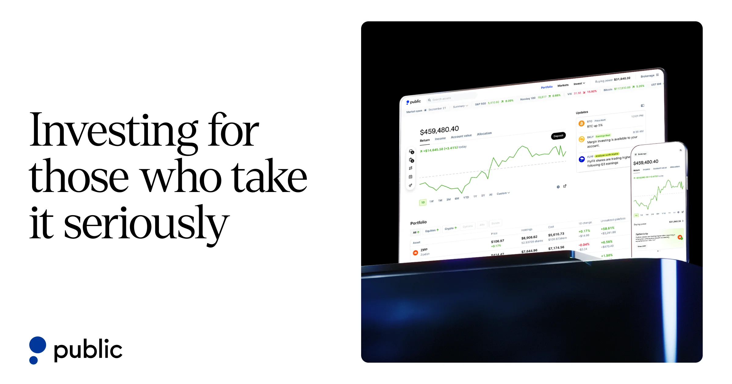 Stocks, Bonds, Crypto, & Options Investing App - Public.com - OG image design inspiration