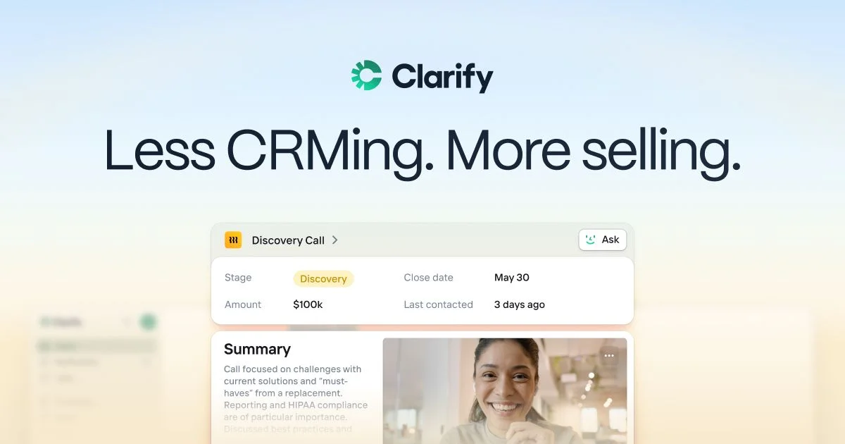 Clarify - The autonomous CRM for founder-led startups - OG image