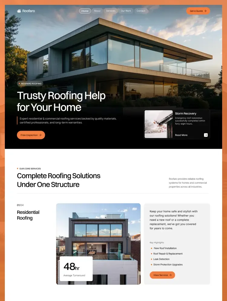Roofaro Website Page Template for Webflow - OG image