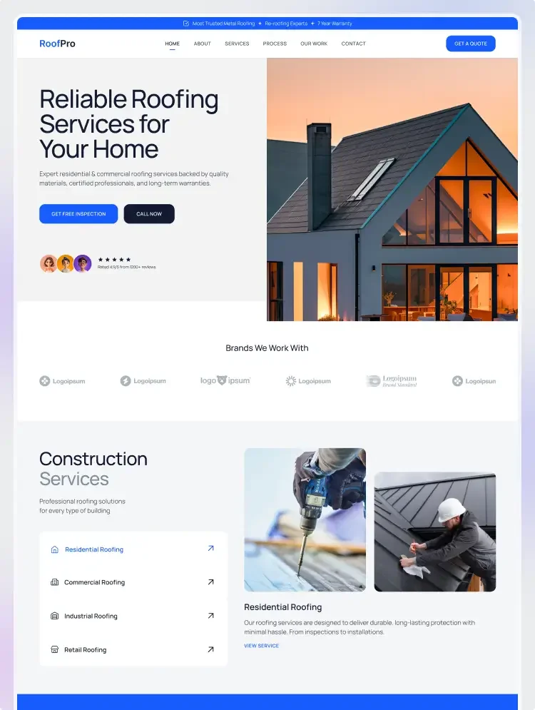 RoofPro Website Page Template for Webflow - OG image
