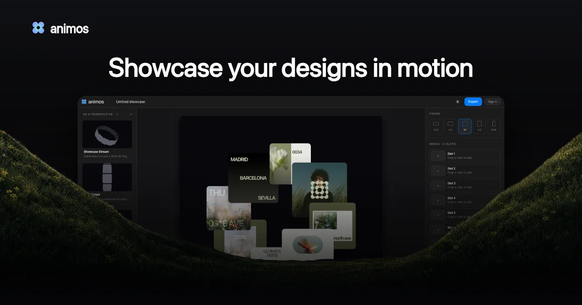 animos — Motion templates for design showcases - OG image