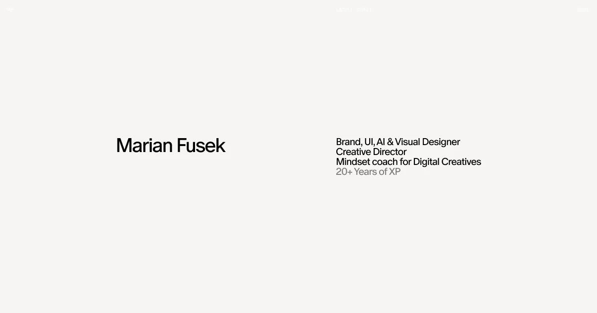 Marian Fusek — Creative Director, Brand, UI, AI & Visual Designer - OG image design inspiration